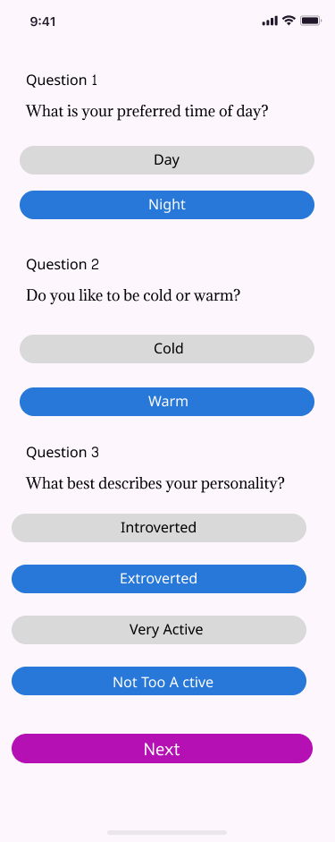 Questions Page